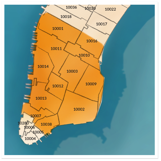 Downtown Manhattan Zip Code Map - United States Map